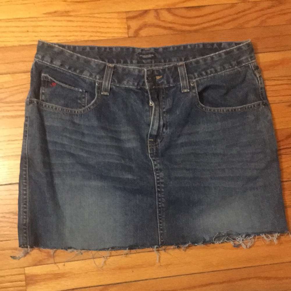 NWOT denim cutoff mini skirt